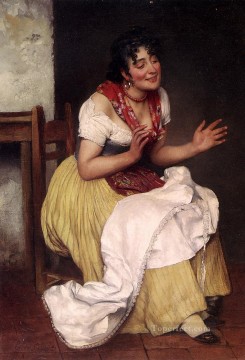  lady Oil Painting - Von An Interesting Story lady Eugene de Blaas